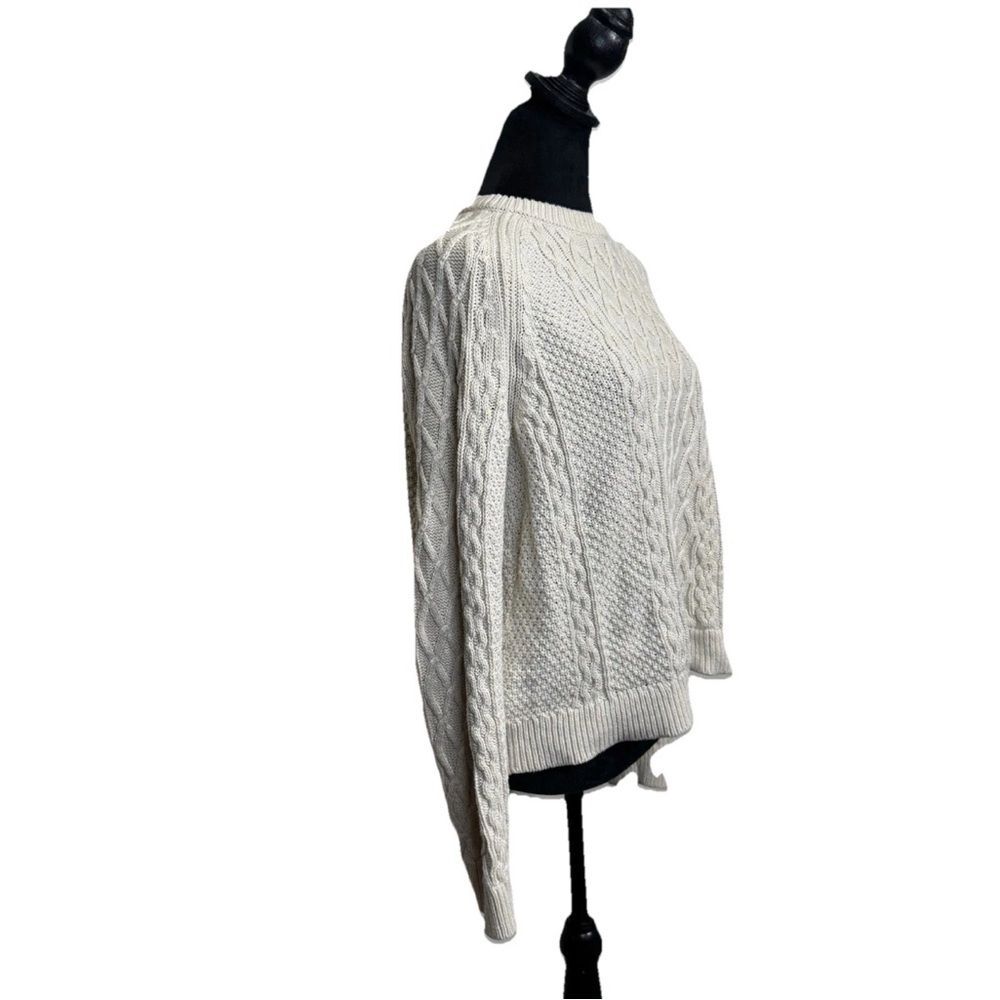 J Crew Cotton cable-knit crewneck sweater Women’s Size S Cotton Fisherman Core - Picture 3 of 6